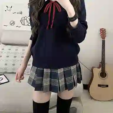 东鲸岁时记 学院风纯色套头简约休闲毛衣 女款 藏青色