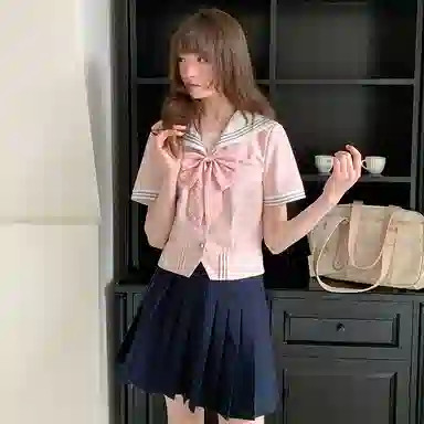 东鲸岁时记 学院风海军领短袖上衣通勤舒适半身裙制服 女款 薄荷绿