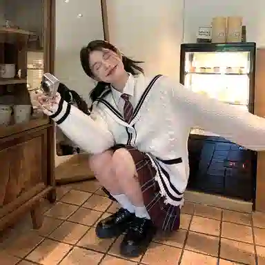 东鲸岁时记 学院风复古绞花高级感宽松休闲海军领松弛感文艺风单排扣毛衣开衫外套针织衫 春秋季 男女同款 白色