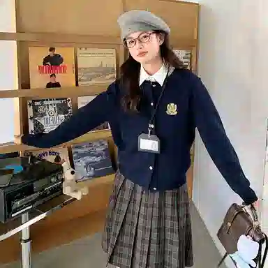 东鲸岁时记 学院风复古显瘦中长款百搭休闲长裙 女款 圣诞季绿格