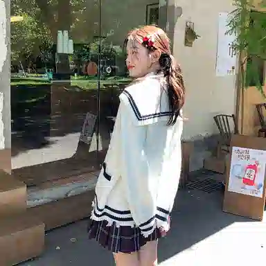 东鲸岁时记 学院风复古绞花高级感宽松休闲海军领松弛感文艺风单排扣毛衣开衫外套针织衫 春秋季 男女同款 白色