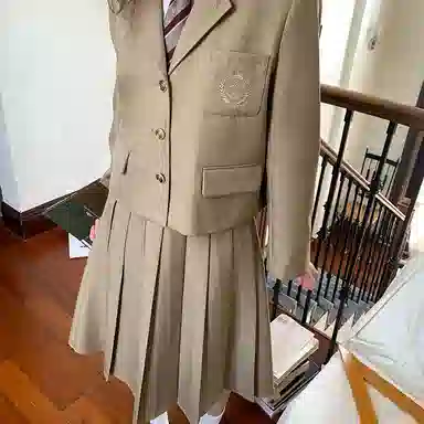 东鲸岁时记 学院风时尚纯色中腰百褶长款半身休闲长裙 女款 棕色