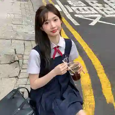 东鲸岁时记 学院风纯色尖领短袖衬衫背带裙制服 女款 礼盒装