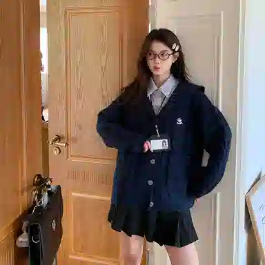 东鲸岁时记 宽松制服海军领慵懒风针织休闲简约半身裙裙装套装 女款