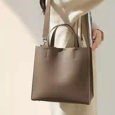 老人头 通勤简约慵懒软皮 牛皮配合成革 单肩包 女 多色