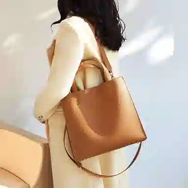 老人头 通勤简约慵懒软皮 牛皮配合成革 单肩包 女 多色