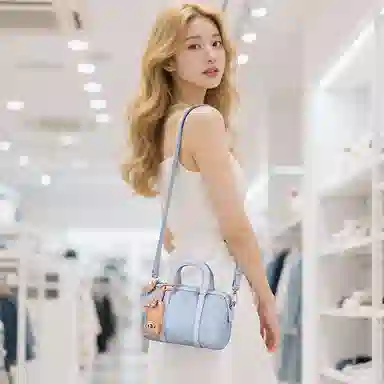 老人头 时尚美式复古波士顿设计百搭波士顿 织物 单肩斜挎手提包 常规 女款 牛仔蓝