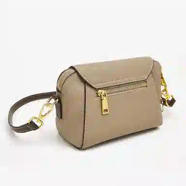 老人头 轻便真皮中老年妈妈款单肩小包实用百搭小巧通勤女包 牛皮拼合成革 斜挎包 女 灰色/黑色