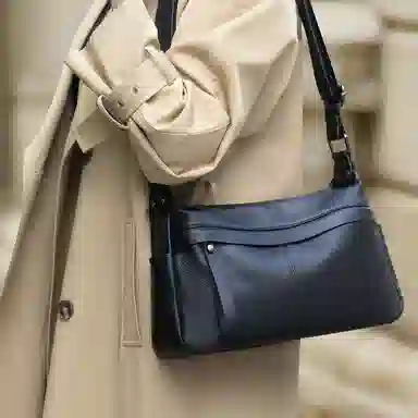 老人头 包包女士软牛皮中老年妈妈款女实用大气通勤 真皮 单肩斜挎包 女 黑色