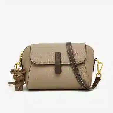 老人头 轻便真皮中老年妈妈款单肩小包实用百搭小巧通勤女包 牛皮拼合成革 斜挎包 女 灰色/黑色