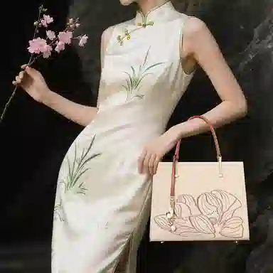 老人头 新中式国风刺绣优雅大气实用通勤百搭大容量高级感妈妈款母亲女士 牛皮拼超纤 女包单肩包托特包斜挎手提包 女款 杏色