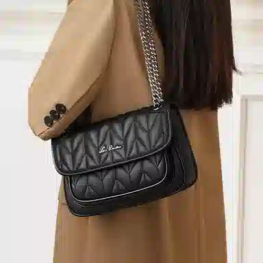 老人头 法式设计高级感小香风气质百搭洋气高颜值菱格轻便通勤约会时尚链条单肩包腋下包手提女包 合成革 斜挎包 常规 女款 黑色