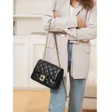 Oldman Head Casual Leather Shoulder Bag Black