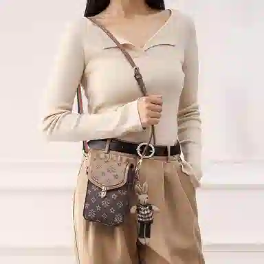 Laorentou Mini Crossbody Bag Coffee/Beige