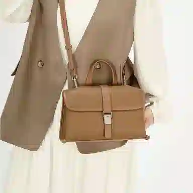 老人头 秋冬简约设计高级质感百搭便携高颜值潮流复古优雅实用通勤休闲约会单肩包手拎包手提包 牛剖层革 斜挎包 女款 多色