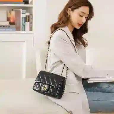 Oldman Head Casual Leather Shoulder Bag Black