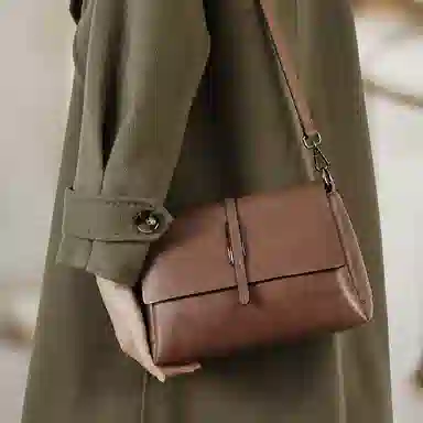 老人头 时尚百搭通勤复古耐用简约中年妈妈款 牛皮配超纤 单肩手拎腋下斜挎包 女款