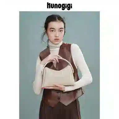 古良吉吉 烟盒枕头包 牛皮拼合成革 单肩斜挎包 女款