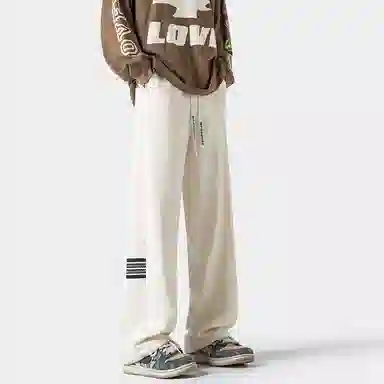 美式侧边设计宽松休闲系带针织运动裤 男女同款