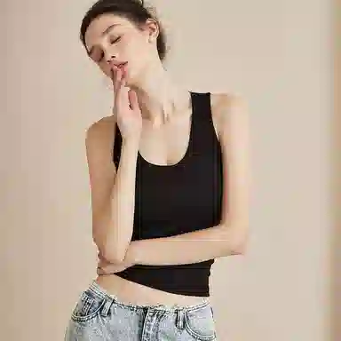 内在密码 工字背心女免穿文胸薄款带胸垫内搭宽肩带螺旋纹显瘦运动瑜伽吊带