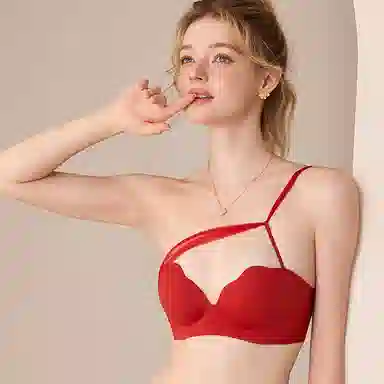 内在密码 本命年红色小胸聚拢无痕半杯纯欲挂脖结婚新娘内衣裤套装 女款