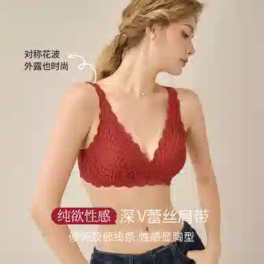 内在密码 本命年内衣女蕾丝性感小胸三角杯无钢圈上托防垂结婚新娘文胸 女款