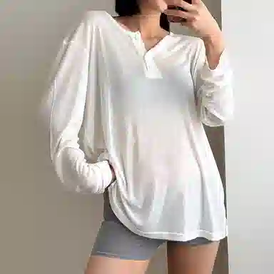 内在密码 冰丝垂感薄款防晒罩衫薄纱慵懒感宽松长袖打底衣 女款