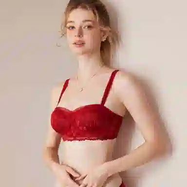 内在密码 低胸二分之一半杯小胸聚拢本命年显大蕾丝结婚新娘内衣裤套装 女款