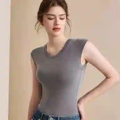 内在密码 羊毛蚕丝蓄热薄绒无痕纯色打底坎肩修身简约内搭上衣秋冬保暖上装 女款