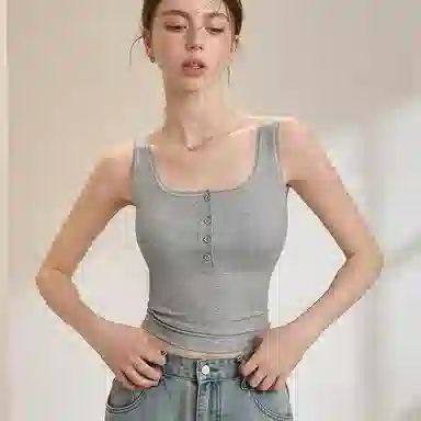 内在密码 方领带胸垫可外穿辣妹打底修身显瘦内搭背心 女款