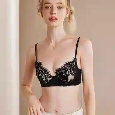 内在密码 法式低胸薄款大胸显小聚拢软钢圈性感禁欲蕾丝抹胸叠穿文胸 女款