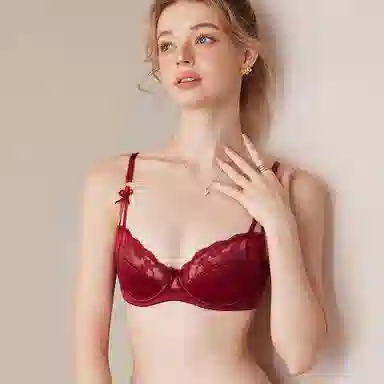 内在密码 本命年女蕾丝蝴蝶结少女心大胸显小内衣裤套装 女款