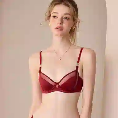 内在密码 红色结婚新娘薄款大胸显小胸性感本命年内衣裤套装 女款