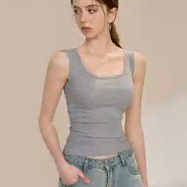 内在密码 带胸垫方领透气显瘦内搭外穿背心 女款