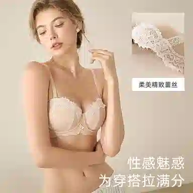 内在密码 聚拢内衣女小胸显大纯欲风格蕾丝花边法式性感半杯无钢圈上托防下垂收副乳文胸 女款