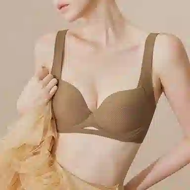 内在密码 大胸显小胸薄款无痕收副乳调整型文胸抗菌裆内裤内衣裤套装 女款