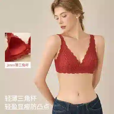 内在密码 本命年内衣女蕾丝性感小胸三角杯无钢圈上托防垂结婚新娘文胸 女款