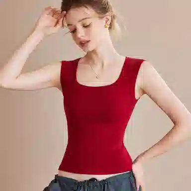 内在密码 宽肩带方领内搭外穿无痕修身遮副乳防走光百搭背心 女款