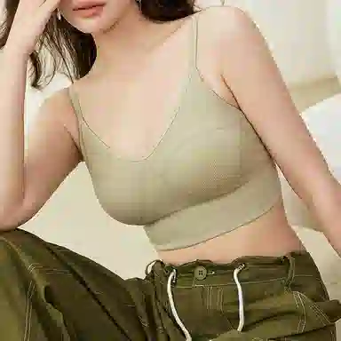 内在密码 两件装带胸垫吊带背心内衣女无痕内搭打底螺纹方领美背免穿文胸