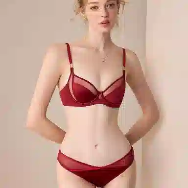 内在密码 红色结婚新娘薄款大胸显小胸性感本命年内衣裤套装 女款