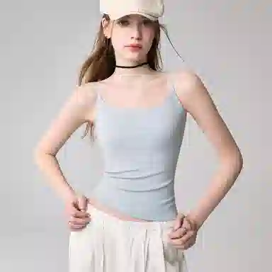 内在密码 法式慵懒风不透带胸垫可外穿纯色吊带 女款