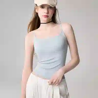 内在密码 法式慵懒风不透带胸垫可外穿纯色吊带 女款