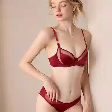 内在密码 红色结婚新娘薄款大胸显小胸性感本命年内衣裤套装 女款