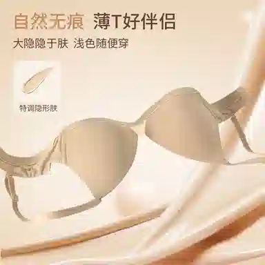 内在密码 法式无痕内衣女小胸聚拢无钢圈上托防下垂一片式三角杯舒适文胸罩 女款