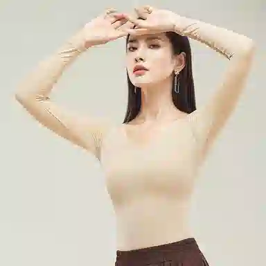 内在密码 玻尿酸升级版玻色因美肤衣防静电锁温保暖润肤超薄弹力大修身显瘦大码女秋衣保暖上装 女款