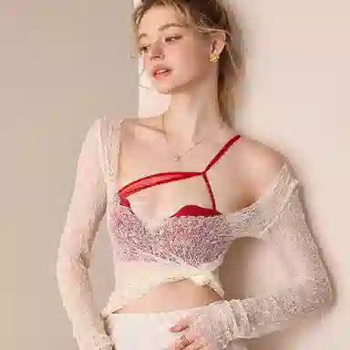 内在密码 本命年红色小胸聚拢无痕半杯纯欲挂脖结婚新娘内衣裤套装 女款