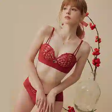 内在密码 小胸聚拢不空杯无痕无钢圈薄款性感蕾丝纯欲文胸套装 礼盒装