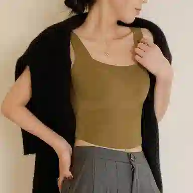 内在密码 蚕丝保暖吊带女美拉德高级简约穿搭带胸垫显瘦修身打底上衣