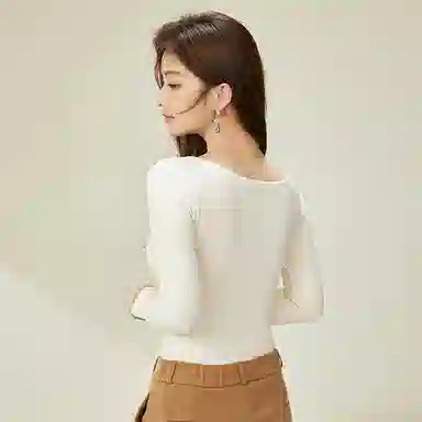 内在密码 秋冬简约时尚保暖女装上衣圆领免穿文胸薄绒保暖显瘦百搭打底衫