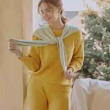 内在密码 保暖圆领套头外穿家居服长袖长裤三件套睡衣套装 男女同款